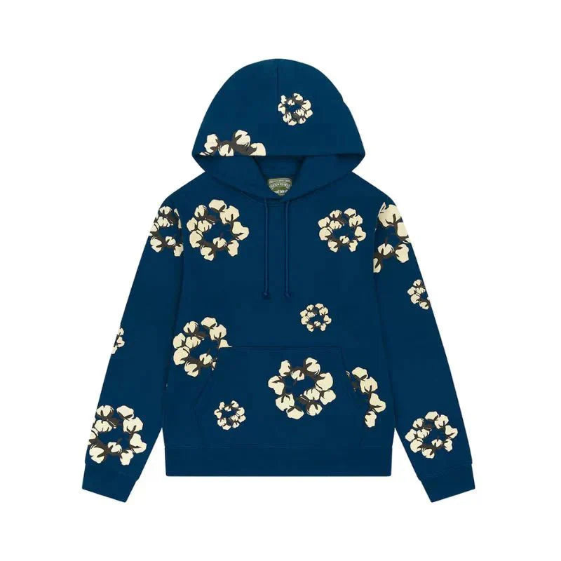 DENIM TEARS HOODIE CACTUS TEARS WREATH NAVY BLUE - kleostreetwear