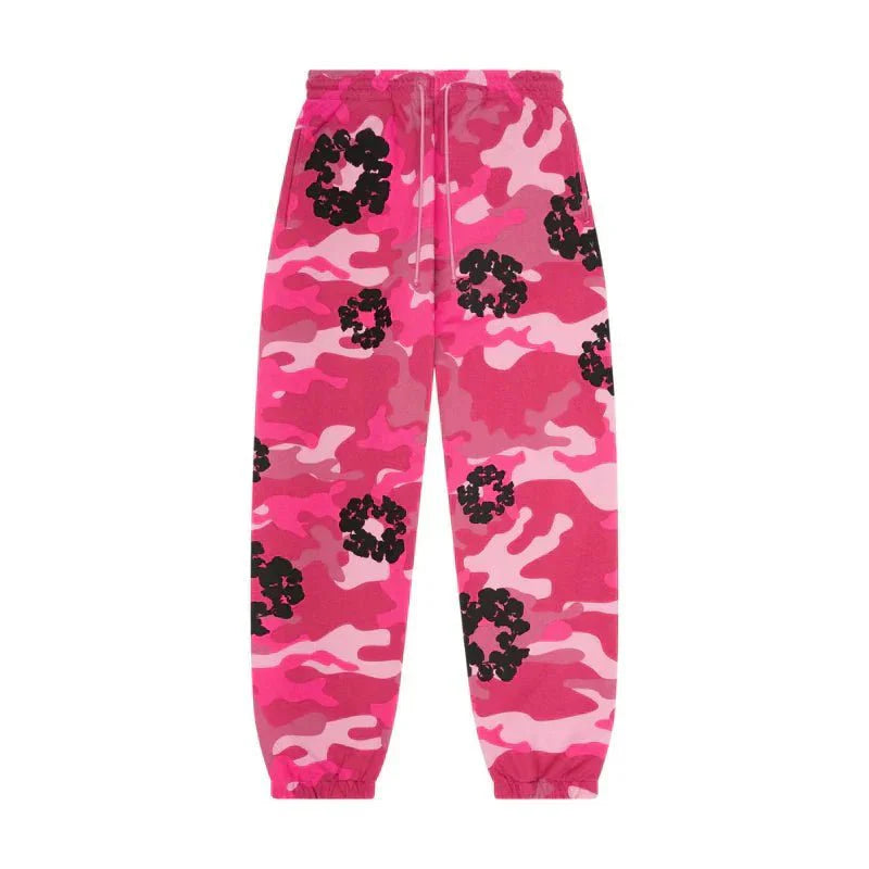 DENIM TEARS JOGGERS PINK CAMO COTTON WREATH - kleostreetwear
