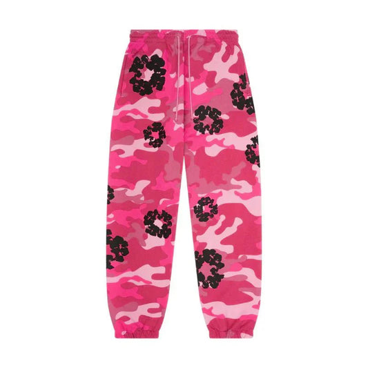 DENIM TEARS JOGGERS PINK CAMO COTTON WREATH - kleostreetwear