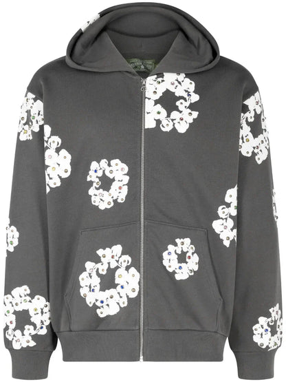 hoodie zippé Rhinestone Wreath - kleostreetwear